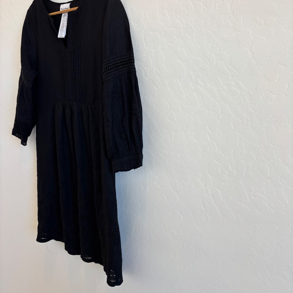 Tommy Bahama, Size XS St. Lucia Linen-Blend Split Neck Cover-Up Dress in black. - Picture 4 of 10